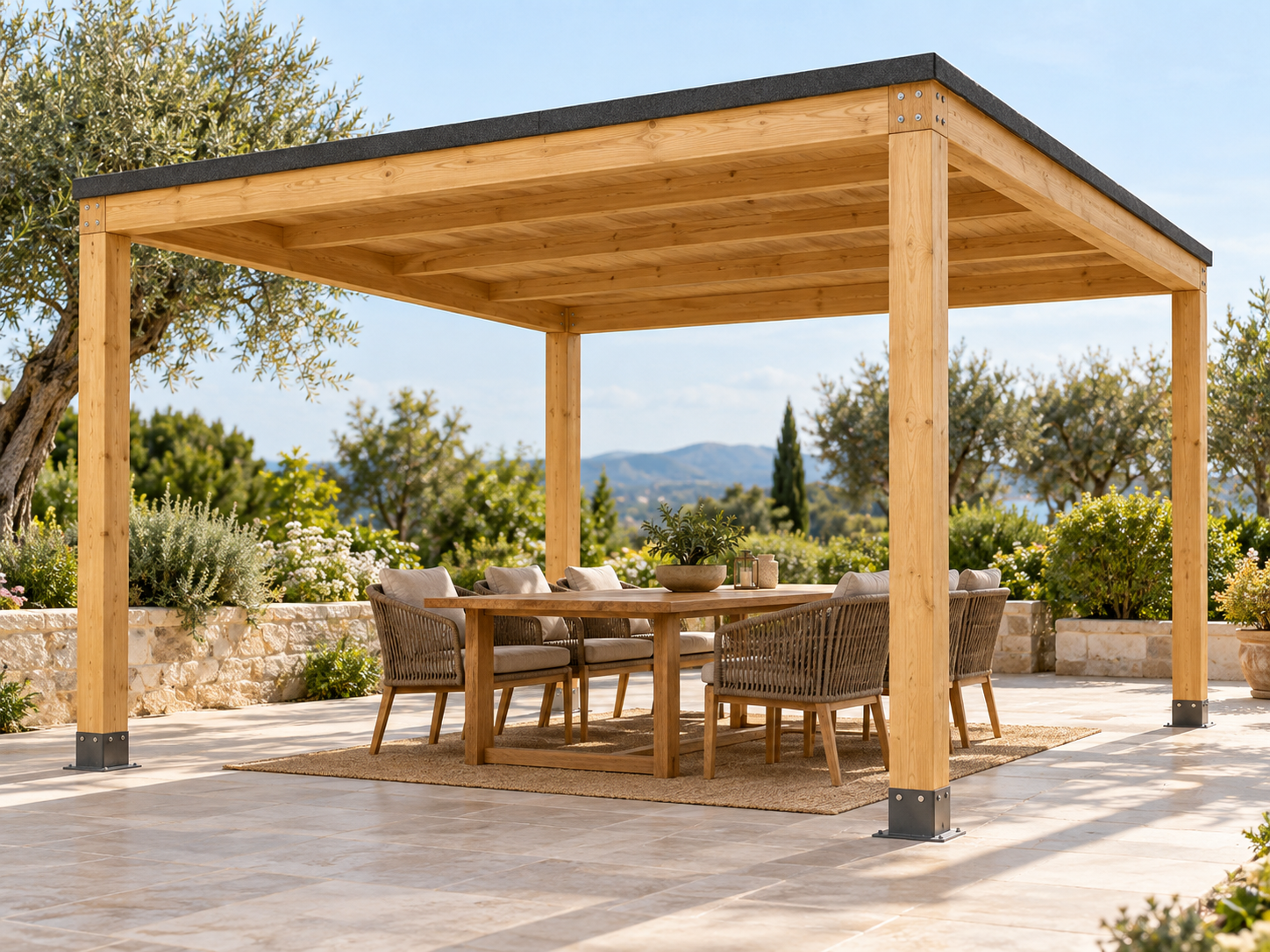 Pérgola madera 4x3 Techada en Jardelia