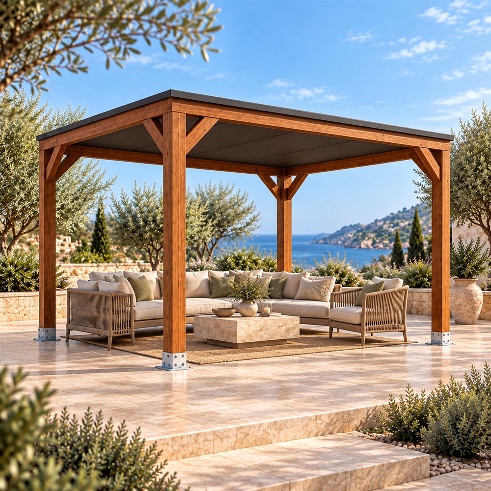 Pérgola Laminada 3x3 Techada en Jardelia