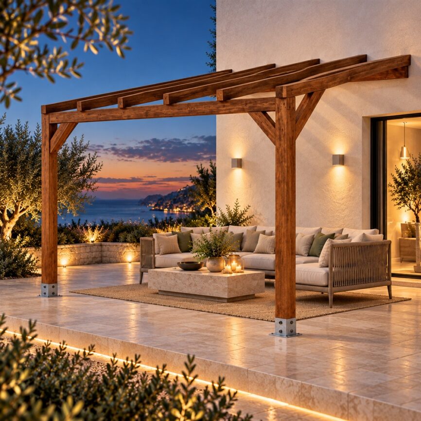 Pérgola madera 4x3 Anexada en Jardelia