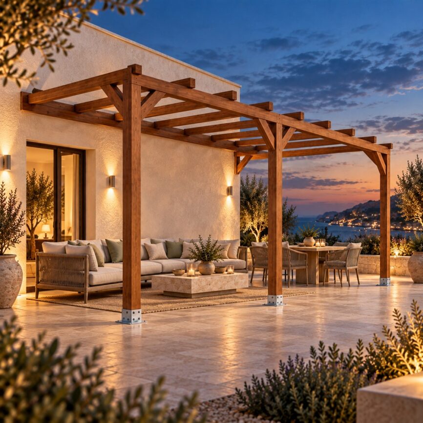 Pérgola madera 5x3 Anexada en Jardelia