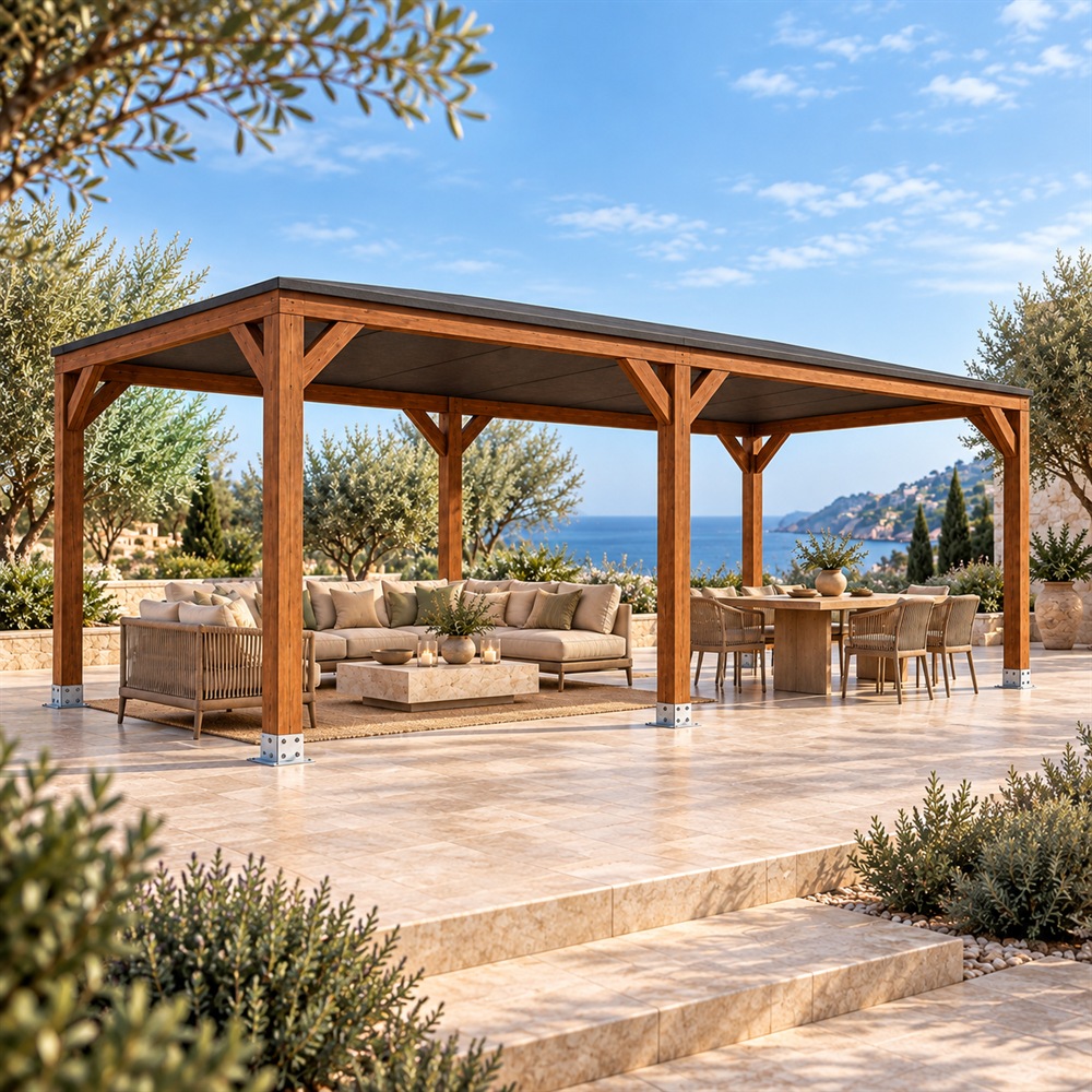 Pérgola madera 6x3 Techada en Jardelia