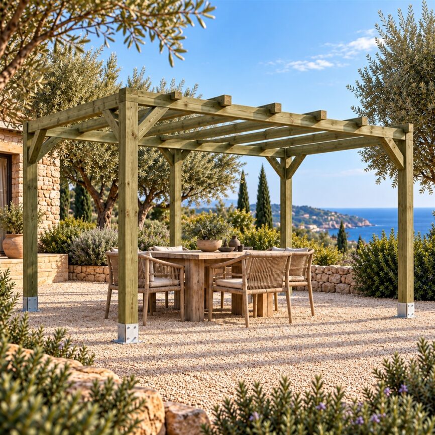 Pérgola de Madera Maciza 5x3 en Jardelia